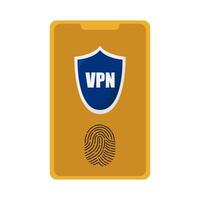 ciber seguridad con dedo impresión en móvil teléfono ilustración vector