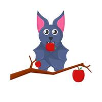 bat with apple illustration vector