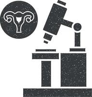 Microscope uterine, analysis icon vector illustration in stamp style