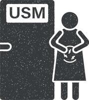 USM, pregnant, queue icon vector illustration in stamp style