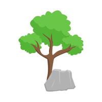 árbol con Roca ilustración vector