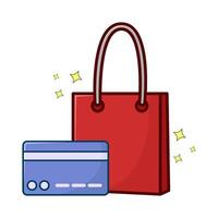 shopping bag with debit card illustration vector