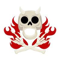 bone, skull with fire illustration vector