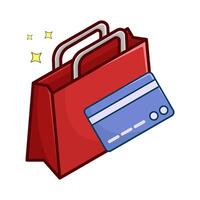 compras bolso con débito tarjeta ilustración vector