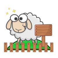 sheep in farm illustration vector