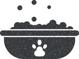 Bath, paw icon vector illustration in stamp style