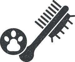 Comb, pet icon vector illustration in stamp style