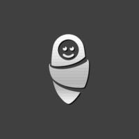 recién nacido bebé icono en metálico gris color estilo. niñito sonrisa contento adorable vector