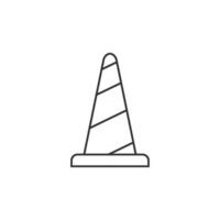 Traffic cone icon in thin outline style vector