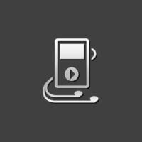 Music player icon in metallic grey color style. Electronic entertainment vector