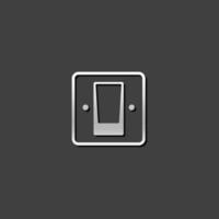 Electric switch icon in metallic grey color style.Electronic household vector