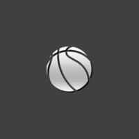 Basket ball icon in metallic grey color style. Sport team playing games vector