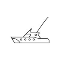 Fishing boat icon in thin outline style vector