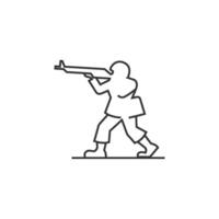 Toy soldier icon in thin outline style vector