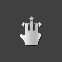 Finger gesture icon in metallic grey color style.Gadget touch pad smart phone laptop vector