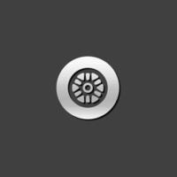 Car tire icon in metallic grey color style. Transportation vehicle wheel vector