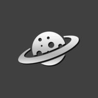 Planet Saturn icon in metallic grey color style. Plasma belt satellite vector