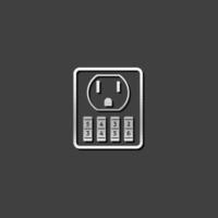 Electrical outlet icon in metallic grey color style. Electronic connect plug vector