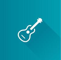 Guitar flat color icon long shadow vector illustration