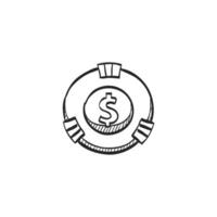 Hand drawn sketch icon gambling coin vector