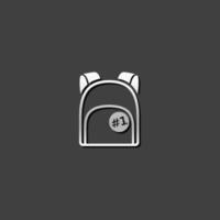 School bag icon in metallic grey color style. Backpack luggage rucksack vector