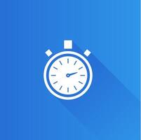 Stopwatch flat color icon long shadow vector illustration