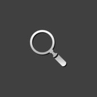 Magnifier icon in metallic grey color style. Zoom explore find locate vector