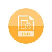 ISO file format icon in flat color circle style. Data computer extension compressed image backup vector