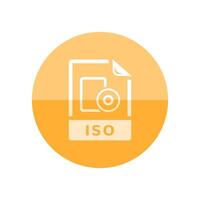 ISO file format icon in flat color circle style. Data computer extension compressed image backup vector