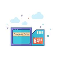 Compact flash and sd card icon flat color style vector illustration