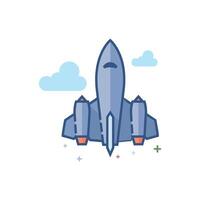 Stealth bomber icon flat color style vector illustration