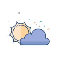 Weather forecast partly cloudy icon flat color style vector illustration