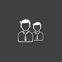 Teamwork icon in metallic grey color style.Business collaboration team vector