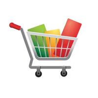 Shopping cart icon in color. Buying e commerce vector