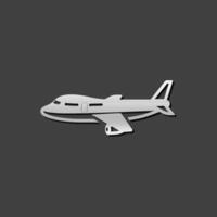 Airplane icon in metallic grey color style. Aviation transportation travel vector