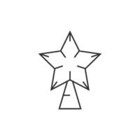 Christmas star icon in thin outline style vector