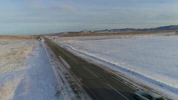 hiver route avec voiture video