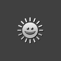 Weather forecast sunny icon in metallic grey color style. Meteorology overcast vector