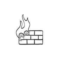 Hand drawn sketch icon firewall vector