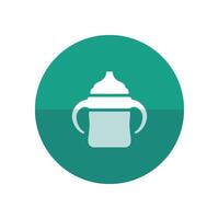 Milk bottle icon in flat color circle style. Baby toddler pacifier drinking comforter vector