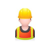 Construction worker avatar icon in colors. vector