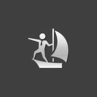 Businessman sailing icon in metallic grey color style. Business manager leader vector