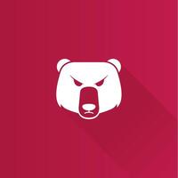 Bear flat color icon long shadow vector illustration