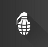 Grenade flat color icon long shadow vector illustration