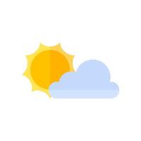 Weather forecast partly sunny icon in flat color style. vector