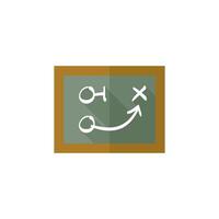 Chalkboard with arrow doodle icon in flat color style. Game sport tactic coaching playing vector