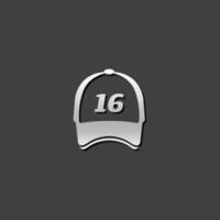 Sport hat icon in metallic grey color style. vector