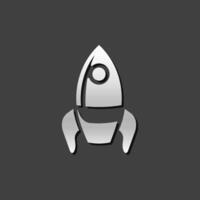 Rocket icon in metallic grey color style. Launching startup vector