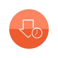 Download queue icon in flat color circle style. Data, file, hosting, clock vector