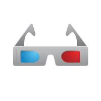 3D glasses icon in color. Object entertainment three dimensional vector